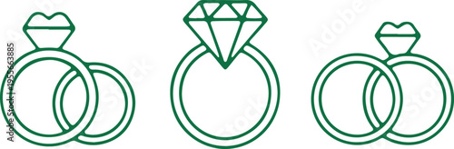 Three stylish ring designs featuring a mix of gemstones and intertwined bands