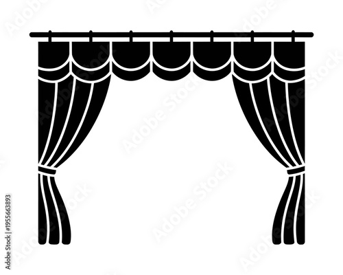 Curtain hanging on a rod with tied back drapes  interior design element