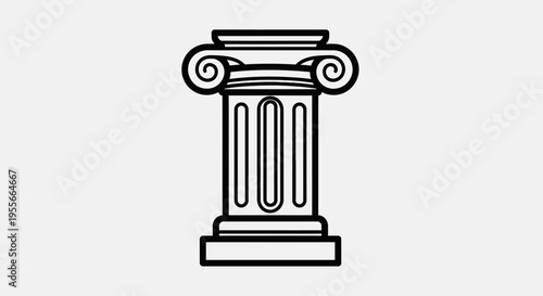 Outline of a classical Greek or Roman column with detailed features on a light gray background.