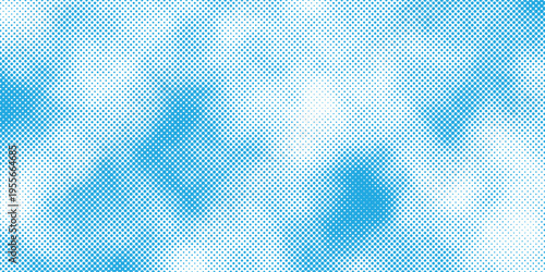 Bild auf Leinwand Halftone blue sky vector background with polka dot cloud pattern abstract textur