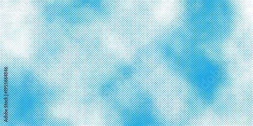 Abstract blue sky background with halftone dots and polka cloud pattern vector design