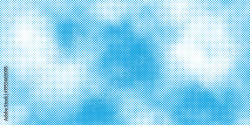 Blue sky halftone vector background with dotted cloud pattern minimal modern style