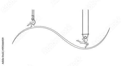 Aerial Acrobatics Duo Performing Graceful Circus Routine on Wavy Stage