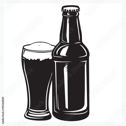 beer bottle and glass