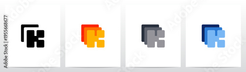 Squares Rounded Corners Stack Layers Initial Letter Logo Design K
