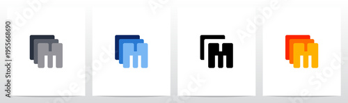 Squares Rounded Corners Stack Layers Initial Letter Logo Design M