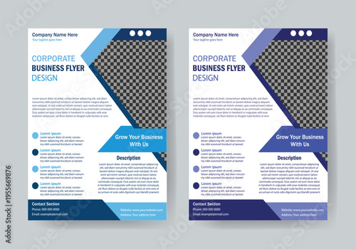 Modern Corporate Business Flyer Template Set, Clean Professional Marketing Layout, A4 Print Ready, 2 Design Variations
