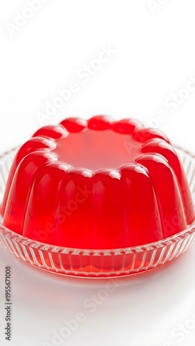 Red Jelly Dessert in Glass Mold
