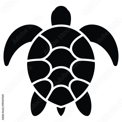 sea turtle silhouette illustration, marine animal icon, minimalist black design for ocean wildlife, nature conservation and aquatic life concept