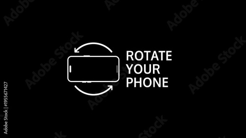 Rotate Your Phone Animation Video 4k. animation of rotate your phone on black background