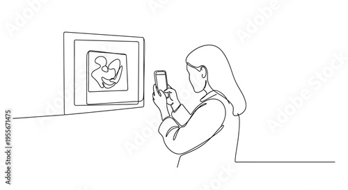 Woman Photographing Art in Gallery