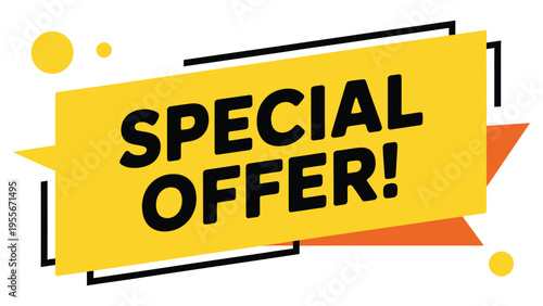 special offer banner with bold typography, modern sale promotion label, colorful discount tag design for marketing and advertising concept