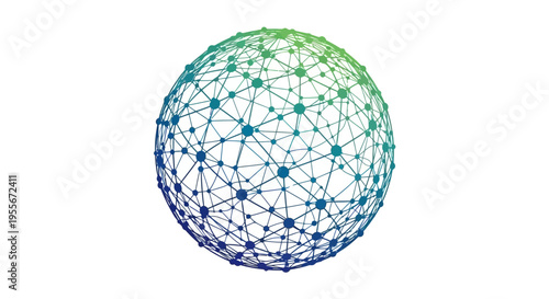 Colorful Gradient Network Sphere Illustration.