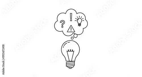 Light Bulb with Idea Bubble Above.