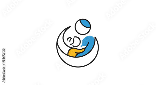 Mother holding baby in arms.