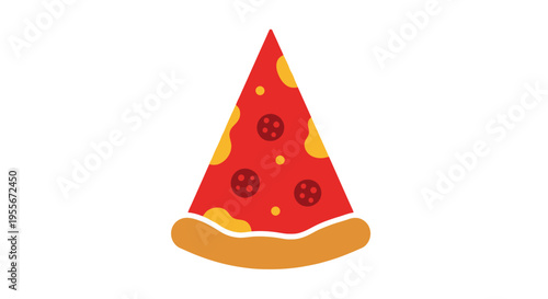 Slice of pizza with pepperoni toppings.