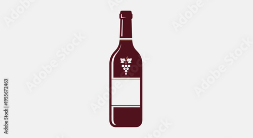 Red wine bottle with label.