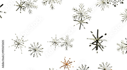 Falling snowflakes on white...