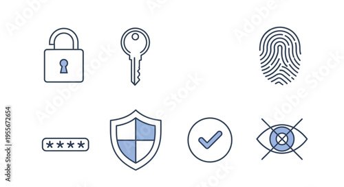 Security icons for protection concept.