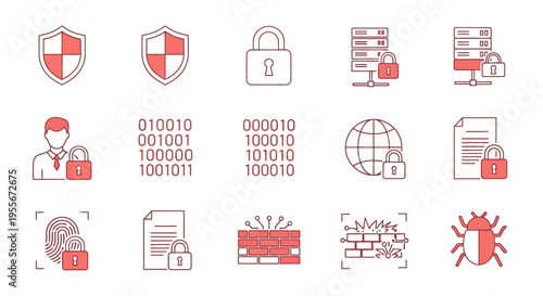 Cybersecurity icons and symbols collection.