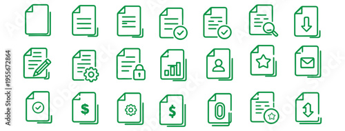 Document icons including file download checked document and printer for paperwork and office tasks