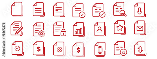 Document icons including file download checked document and printer for paperwork and office tasks
