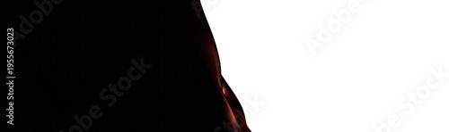 Abstract black fabric with red highlights gracefully flowing against a pristine white backdrop. Perfect for textures and