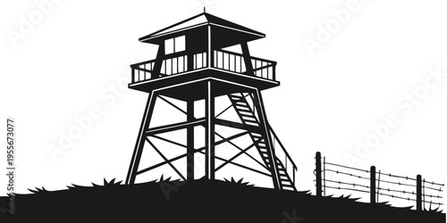 A tall tower with a fence next to it