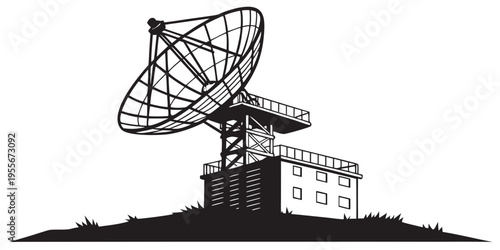 A large satellite dish on top of a building