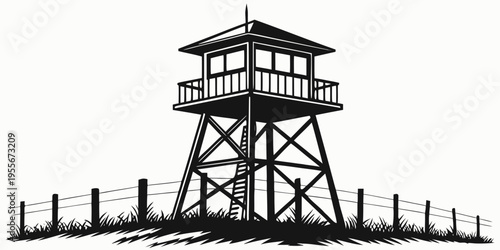 A tall tower with a fence around it