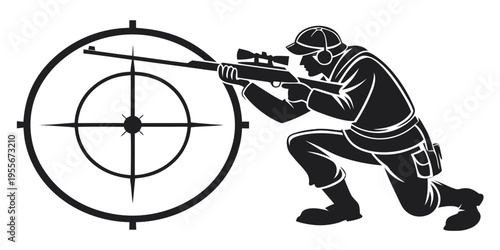 A man aiming a rifle at a target