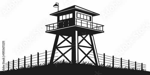 A tall tower with a fence around it