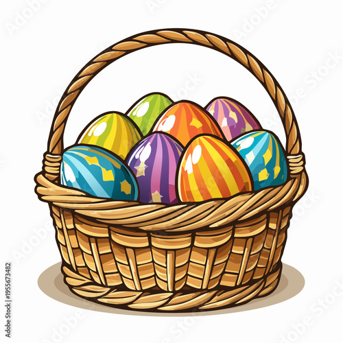 Gefüllter Osterkorb mit bunten Eiern