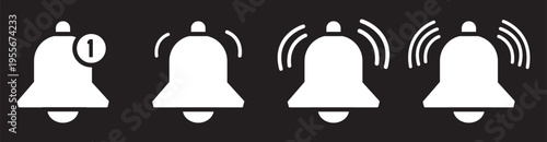 Ringing bell notification alert icon symbol, isolated on transparent background