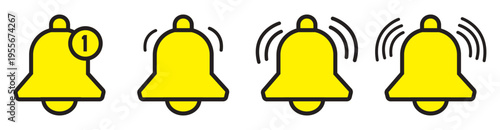 Ringing bell notification alert icon symbol, isolated on transparent background