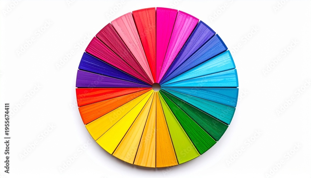 Fototapeta premium Color Wheel Circular Spectrum Triangular Segments Primary Secondary Tertiary Color Theory Visuals