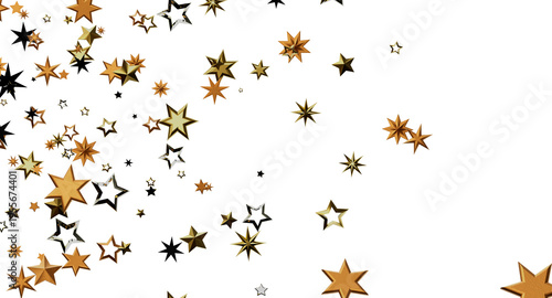 Festive golden stars on a w...