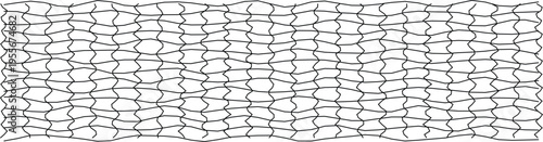An abstract distorted grid pattern, featuring wavy black lines on a white background, ideal for creative design.