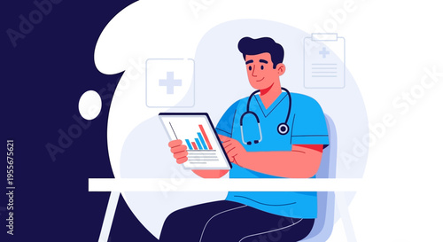 Male Doctor Using Digital Tablet.