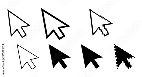 Essential collection of versatile arrow pointer icons for digital navigation and modern user interface design projects, offering diverse styles for interactive experiences