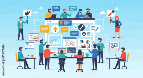 People Working Team Collaboration Office.