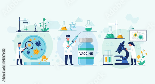 Scientists working on vaccine development.