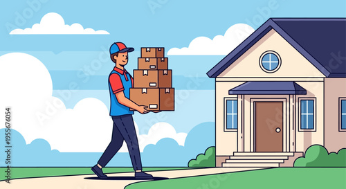 Man carrying boxes to new home.