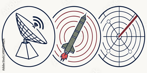 Missile launch with satellite and target
