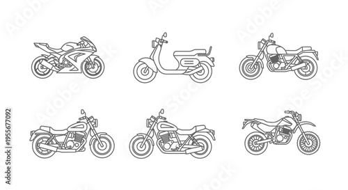 Motorcycles in different riding positions.