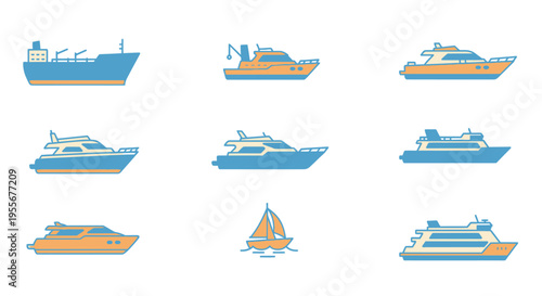 Collection of various cruise ships sailing.