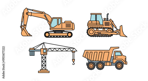 Heavy Construction Machinery Equipment Vehicles.
