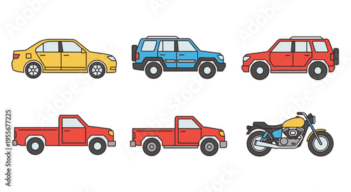 Cars and Trucks and Motorcycle Vehicles.