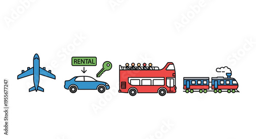 Transportation modes icons in row.
