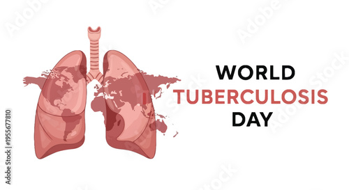 Promoting global awareness for World Tuberculosis Day with a detailed illustration of human lungs.